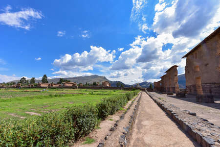 Raqch'i or theTemple ofWiracocha is an Inca archaeological site located south ofCusco.Viracocha was considered by theInca to be the creator deity having emerged from Lake Titicaca to create the worldの写真素材