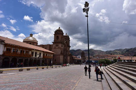 The Catholic Cathedral of Cusco was built in the mid-17th century and stone blocks from the Sacsaywaman monument were used on its wallsのeditorial素材