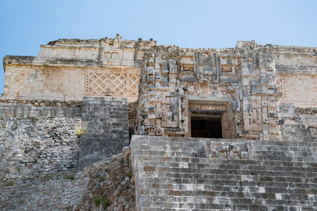Uxmal Archaeological Complex-Architectural Details. It is the best preserved Mayan site in the Yucatan Peninsula.の写真素材