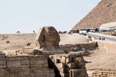 The Great Sphinx of Giza is considered the largest monolithic statue in the world, a hybrid of lion...