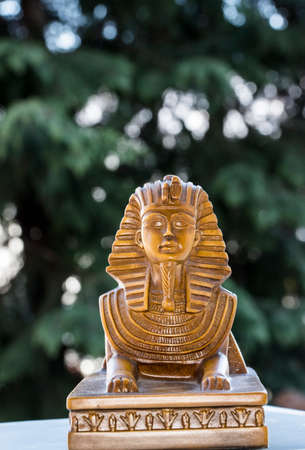 Ceramic souvenir representing the Great Sphinx at Giza monument considered the largest monolith statue in the world, a hybrid between a lion and a man, with a height exceeding 20 meters.の写真素材