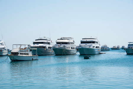 Yachts and ships on the Red SeaThe name comes from the seasonal explosions of the red cyanobacterium...