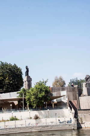 Buildings in the Egyptian capital Cairo view from the Nile the longest river in the world. The most beautiful buildings in Cairo can be seen from boats or yachts floating on the waters of the Old Nileのeditorial素材