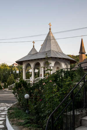 The Holy Cross Monastery in Oradea, summer altar.Orthodox monastic complex built for believers near the city of Oradea, with the church painted on the outside in Moldovan style, unique in Transylvaniaの写真素材