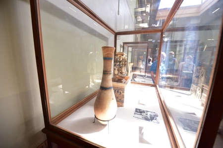 The Egyptian Museum of Antiquities -Cairo- (inside view), contains many important pieces of ancient Egyptian history. It houses the world's largest collection of pharaonic antiquitiesのeditorial素材