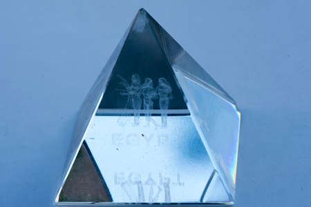 Crystal souvenir representing the Pyramids of Giza as they were created in the ancient Kingdom of...