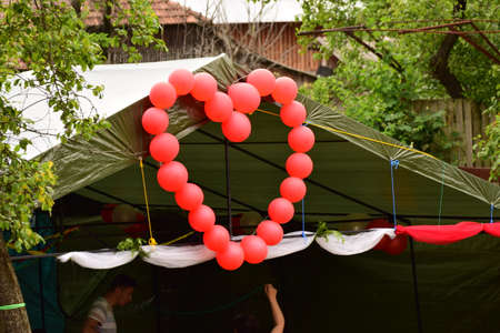 Colored balloons is a type of balloon, which is used to float the air inside with a lower density than the colder air outside.の写真素材