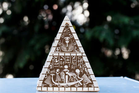 Stone souvenir representing the Great Pyramid of Giza as they were created in the ancient Kingdom of...