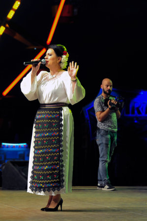 Artists in folk costume from GORJThe parts of the suit for women are the waist,thighs and front back,and for men it is the shirt,trousers, waistcoat and belt.のeditorial素材