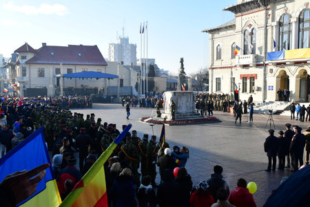 Celebration of the 70th anniversary of the Victory in the Great Patriotic War. People on the main square of Krakowのeditorial素材