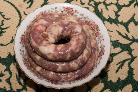 Pork sausages are made from pork, fat, natural spices, pepper, garlic, according to a traditional recipe, in a natural, edible membrane. Their taste is due to spices and porkの写真素材