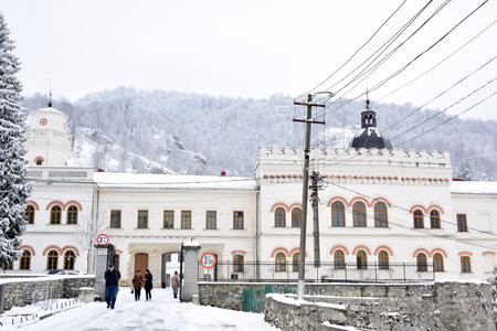 Unidentified people visit the old town of Banska Stiavnica, Slovakia