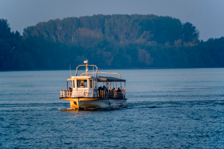 Tourist boat on the Danube river in Belgrade, Serbia