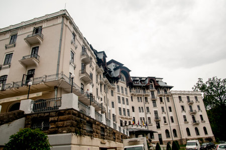Old buildings in the old town of Karlovy Vary, Czech Republicの写真素材