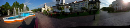 Panoramic view of the main square of the city of TÃ¢rgu Jiu