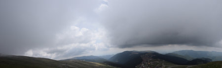 Panoramic view of the Carpathian Mountains in Romania