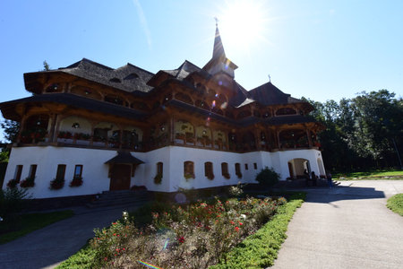 Tourists visit the Monastery of St. John the Baptist in Romania