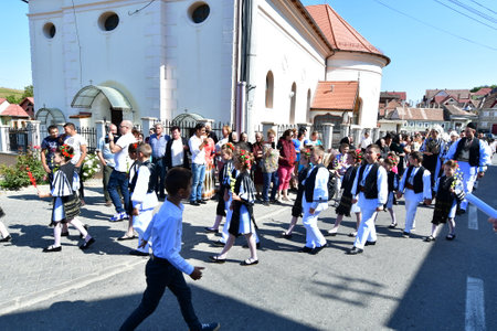 Traditional folk dance in Sibiu, Romania.