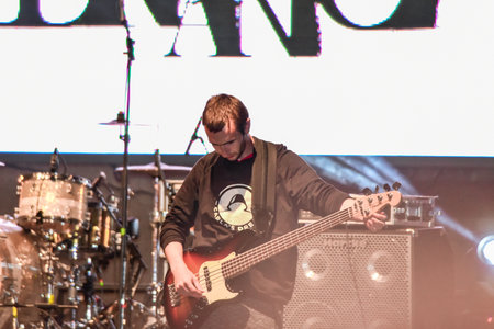 The hip-hop band Antilopen is performing on the Rathaus Stageの写真素材