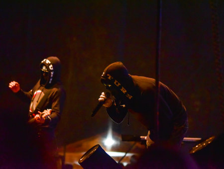 The hip-hop band Antilopen is performing on the Rathaus Stageの写真素材