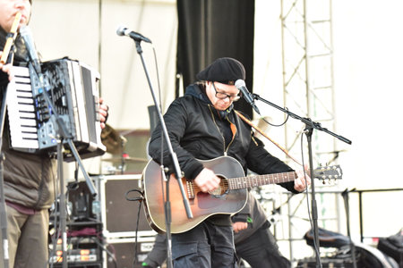 The Band Frida Gold is performing on the Rathaus Stage during the 125th Kiel Week