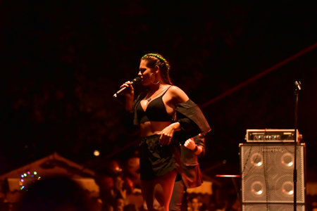 Famous Spanish singer Marques de Sapucai performing live on stage.の写真素材