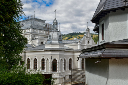 View of the Church of St. John the Baptist in Vatra Dornei Romaniaの写真素材