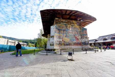 Tourists visit the Mural in Ruzomberok, Slovakia