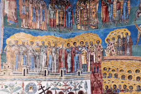 The frescoes on the walls of the Cathedral of Christ the Savior