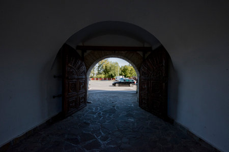 The entrance to the monastery of the Dormition of the Virgin Maryの写真素材