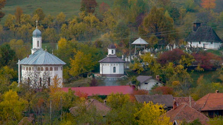 View of the old church in Transylvania, Romagna.