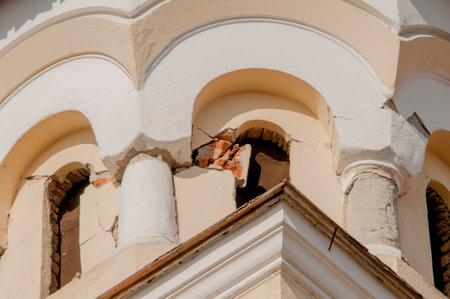 Detail of the facade of an old church in Vilnius, Lithuania