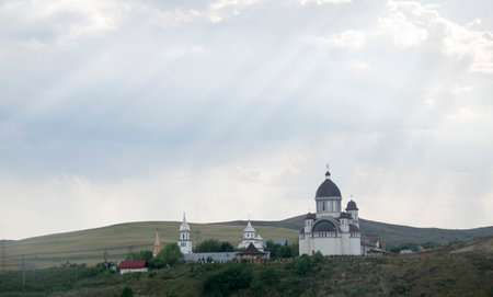 Church of the Transfiguration of the Blessed Virgin Mary on the hillside.の写真素材