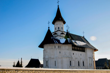Tower of the Transfiguration Monastery in Transylvania, Romaniaの写真素材