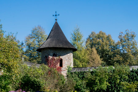 Fortified medieval saxon evangelical church in the village of Cesis, Latvia.の写真素材
