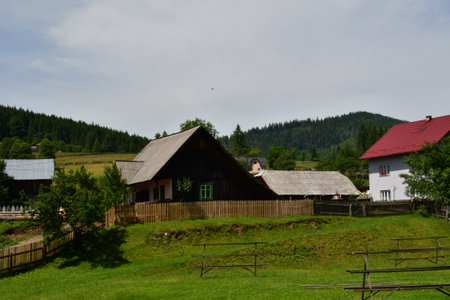 Cottage in the Romanian Carpathian Mountains, Transylvaniaの写真素材