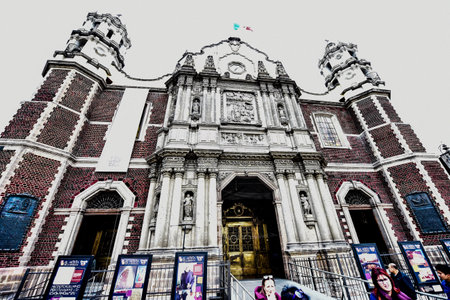 View of the facade of the St. Paul's Cathedral in Amsterdam.の写真素材