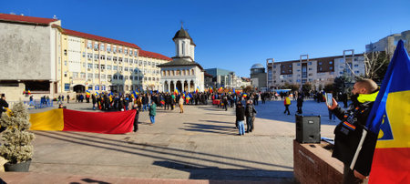 Unidentified participants take part in the celebration of the 70th anniversary of the collapse of Communism in Central Europe.の写真素材