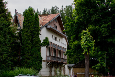 Old house in the city of Brasov, Transylvania, Romaniaの写真素材