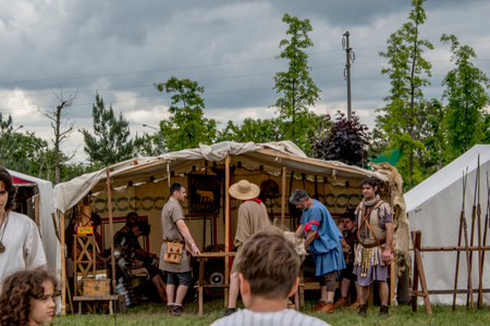 Unidentified people at medieval festival in Kolobrzeg