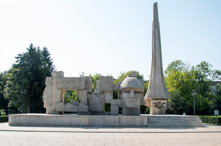 Monument to the soldiers of the Great Patriotic War in Carei Satu Mare Romaniaの写真素材