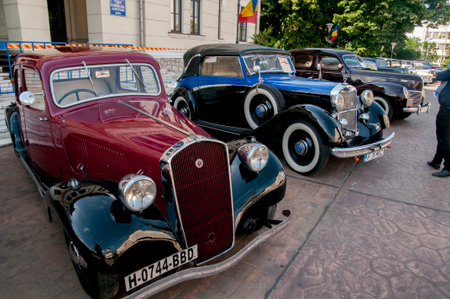 Exhibition of old cars in Krakow, Poland.の写真素材