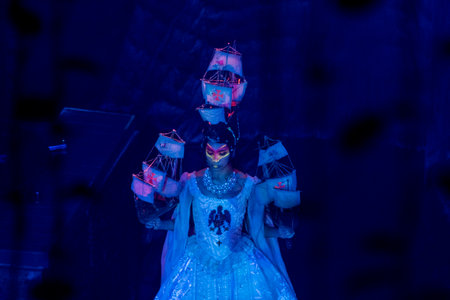 The opera performer makes a show on the stage.の写真素材