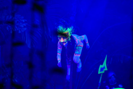 chinese famous opera performer make a show on stage to compete for awards in 25th Chinese Drama Plum Blossom Award competition at Xinan theater.Jun 6, 2011 in Chengdu, China. Chinese Drama Plum Blossom Award is the highest theatrical award iの写真素材