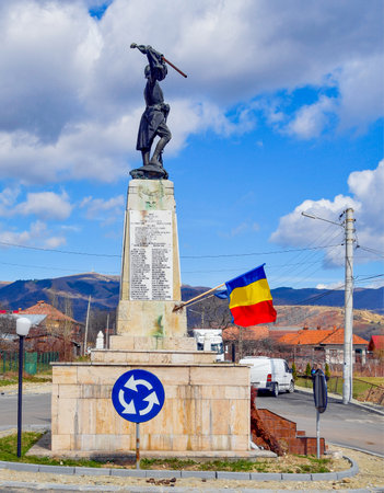 Monument to the soldiers of the Great Patriotic War in Novaci Romaniaの写真素材