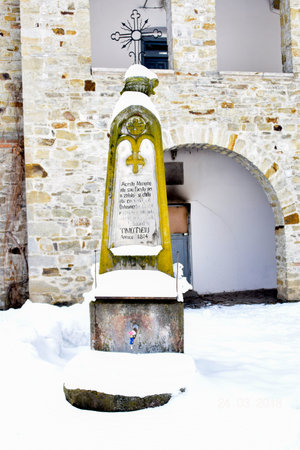 old cemetery in the city of Sibiu in Romania in winterの写真素材
