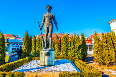 The statue of King Bhumibol Adulyadej in Sisaket, Thailand.の写真素材