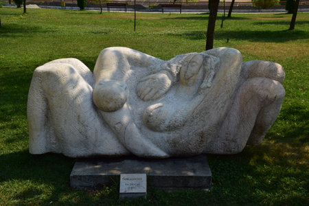 Sculpture in the park of the city of TÃ¢rgu Jiu Romaniaの写真素材