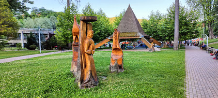 Sculptures in the park in Zakopane, Poland.の写真素材