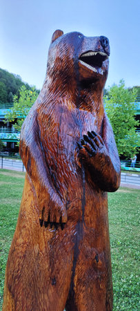Sculpture of a bear on the territory of the parkの写真素材